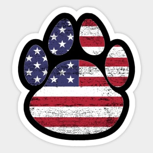 Dog paw print American flag USA tshirt Sticker